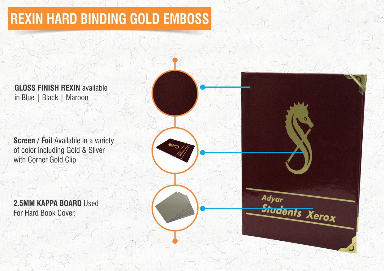 Rexine Hard Binding and Gold Embossing
